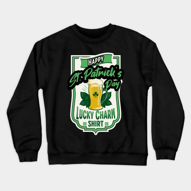 Happy St Patrick's Day Lucky Shamrock Crewneck Sweatshirt by Barts Arts